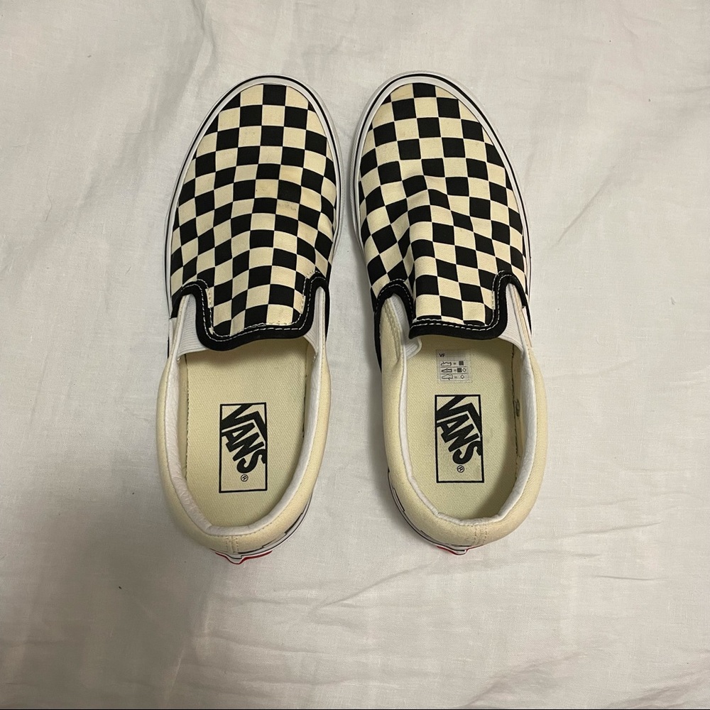 Black / cream checkered vans. Size 8.5 in women’s